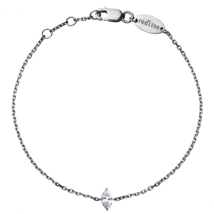 Bracelet chaîne avec diamant marquise 0.10 carat en serti griffe or noir - Redline - 0++