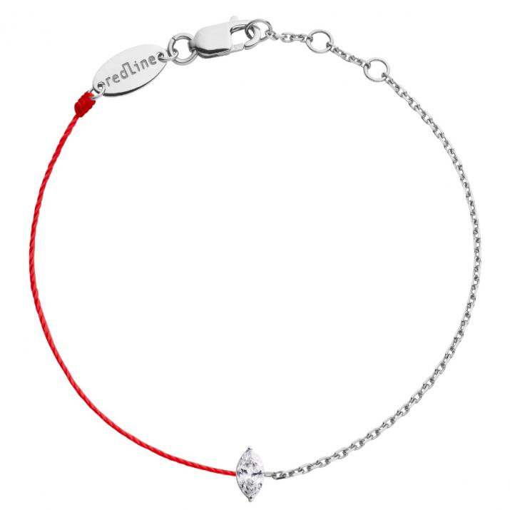 Bracelet fil et chaîne avec diamant marquise 0.10 carat en serti griffe or blanc - Redline - 0++
