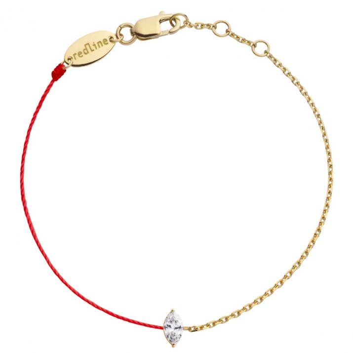 Bracelet fil et chaîne avec diamant marquise 0.10 carat en serti griffe or jaune - Redline - 0++