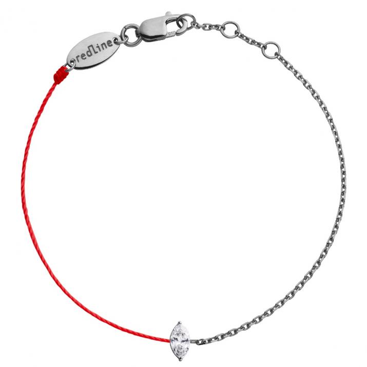 Bracelet fil et chaîne avec diamant marquise 0.10 carat en serti griffe or noir - Redline - 0++