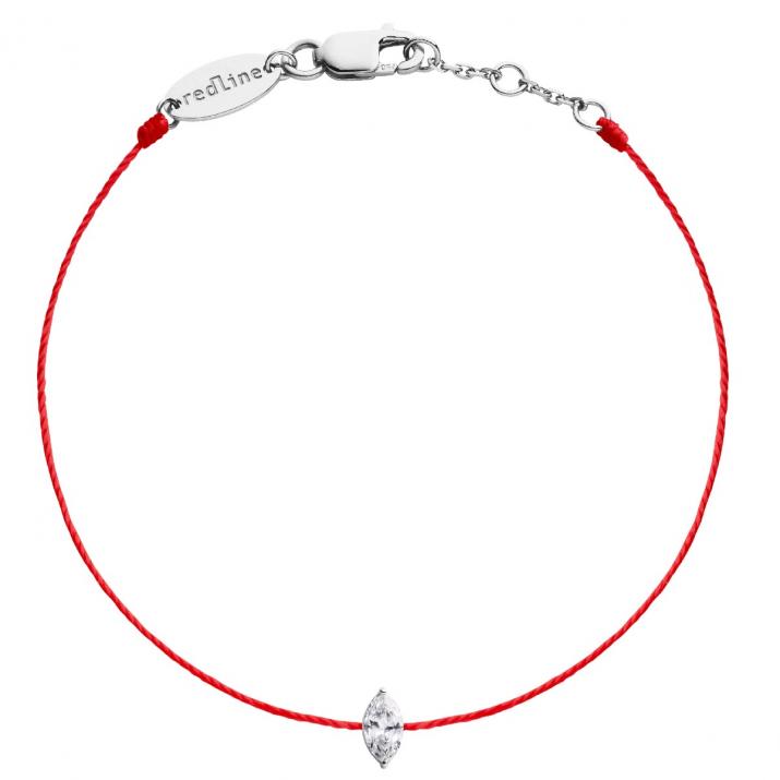 Bracelet fil avec diamant marquise 0.10 carat en serti griffe or blanc - Redline - 0++
