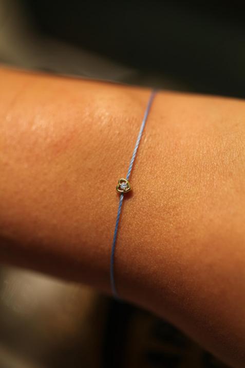 Meghan bracelet cœur en or jaune avec fil et diamant 0.02 carat - Redline - 0++