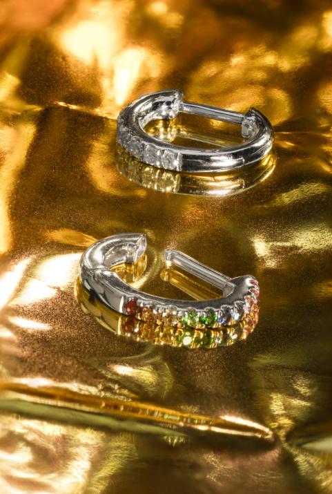 Boucle d'oreille Si Joli Mini Creole Rainbow Or Blanc - Redline - 0++