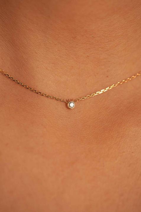Collier Chat sur chaîne avec diamant 0.05ct or jaune - Redline - 0++