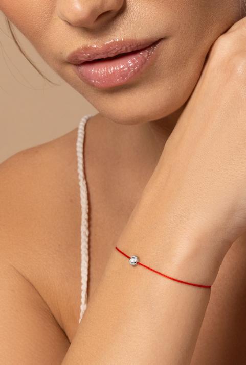 Bracelet fil rond avec diamant 0.05 carat en argent 925 - Redline - 0++