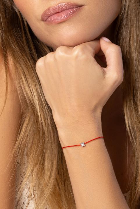 Bracelet fil carré avec diamant 0.05 carat en argent 925 - Redline - 0++