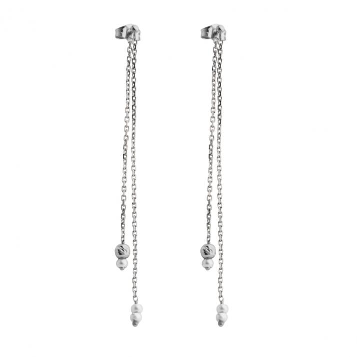 Boucles d'oreilles pendante avec perles Akoya or blanc - Redline - 0++
