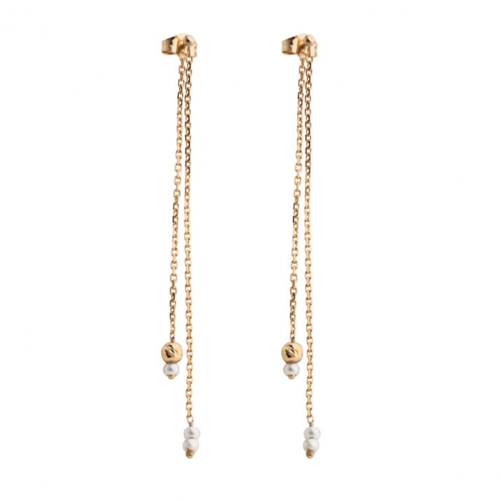 Boucles d'oreilles pendante avec perles Akoya or jaune - Redline - 0++