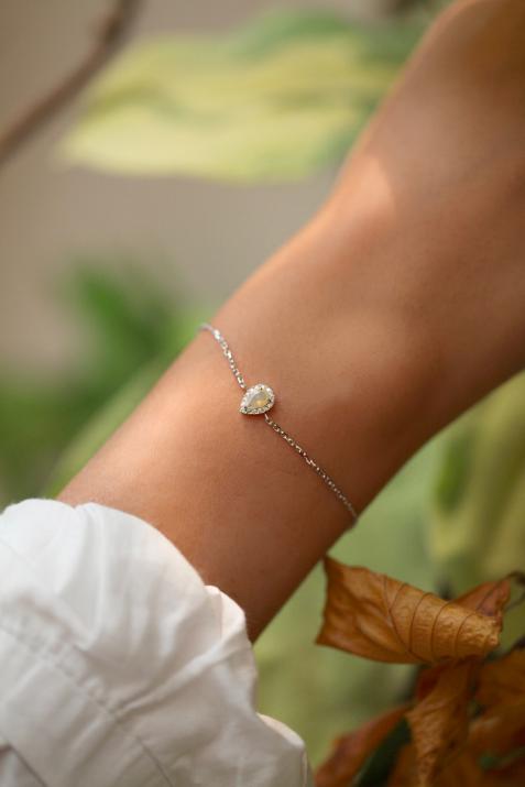 Bracelet chaîne opale et diamants en or blanc - Redline - 0++