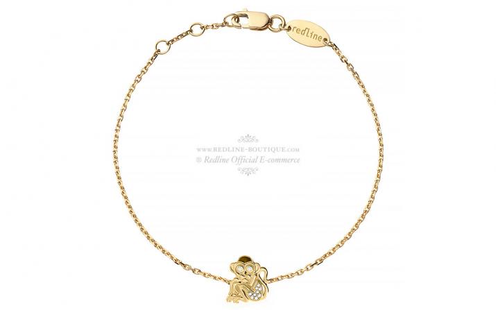 Bracelet chaîne singe or jaune pavé diamants - Redline - 0++