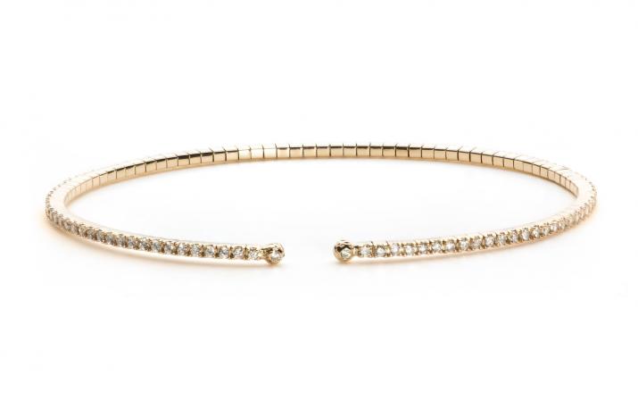 Bracelet jonc avec diamants 0.91 carat en serti griffe or jaune - Redline - 0++