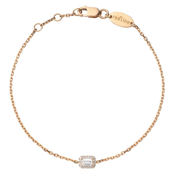 Bracelet chaîne diamant taille émeuraude en or rose - Redline - 0++