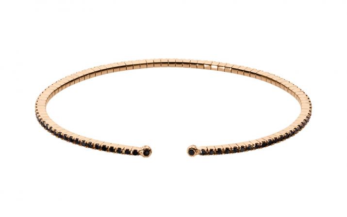 Bracelet jonc avec diamants noirs 0.91 carat en serti griffe or rose - Redline - 0++