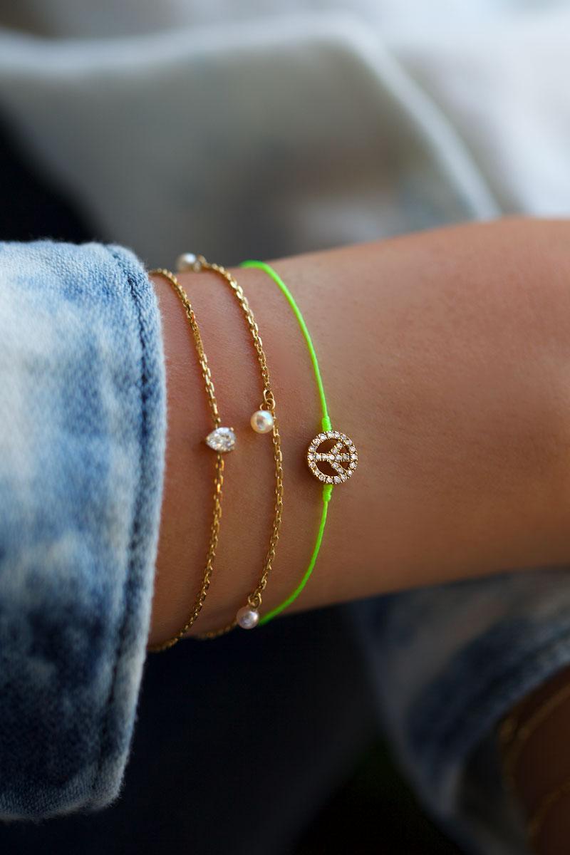 Redline Bijoux Mini Peace Bracelet Fil Femme avec 0.12ct Diamant