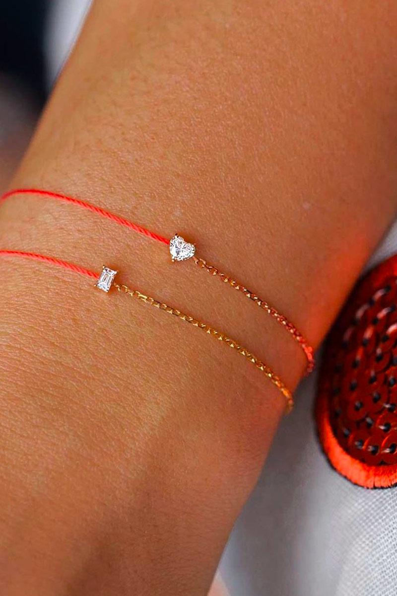 Bracelet Fil du Cœur en Fil Rouge