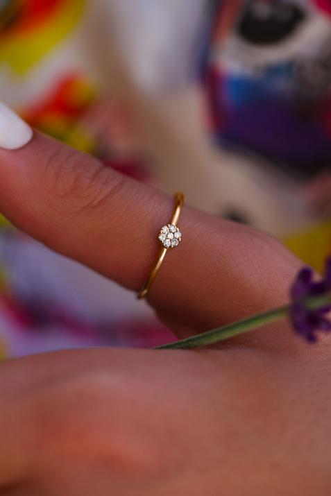 Bague jonc avec diamant 0.05 carat en serti griffe or rose - Redline - 0++