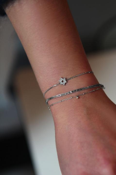 Bracelet chaîne étoile or blanc pavé diamants - Redline - 0++