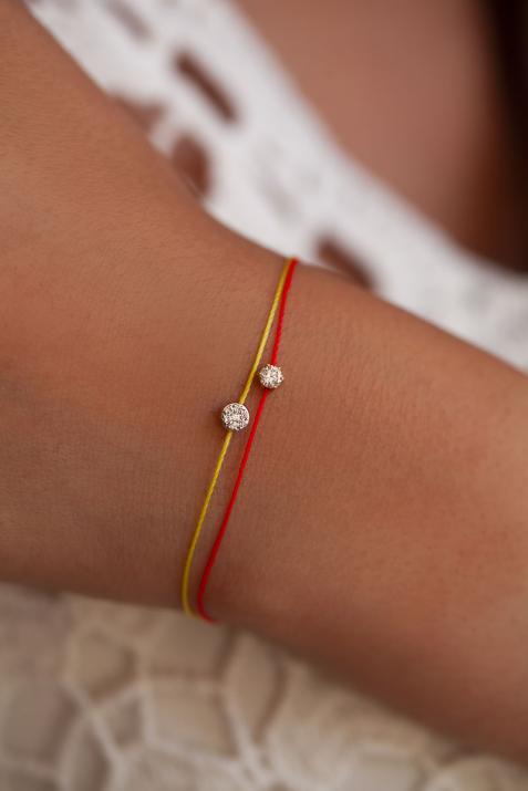 Bracelet fil avec diamant 0.05 carat en serti griffe or blanc - Redline - 0++
