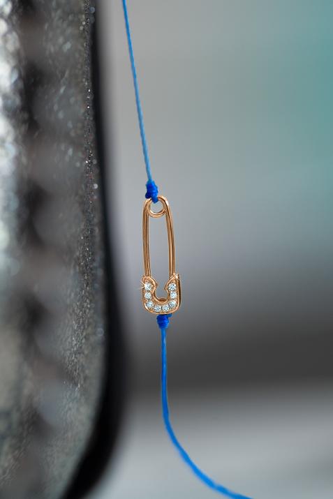 Bracelet Fil Femme avec 0.029ct Diamant Rond en Or Rose Pavé - Redline - 0++