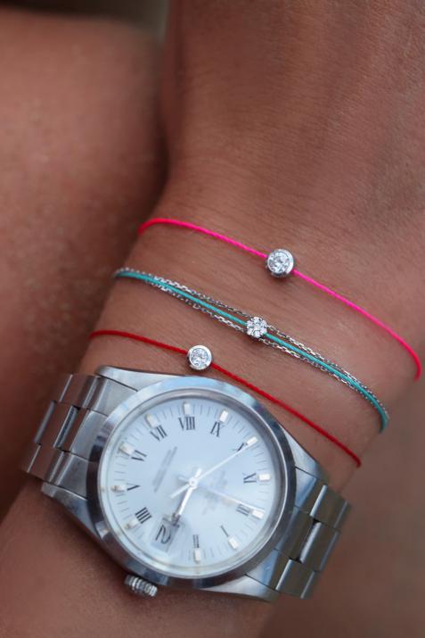 Bracelet fil avec diamant 0.05 ct en serti invisible or blanc - Redline - 0++