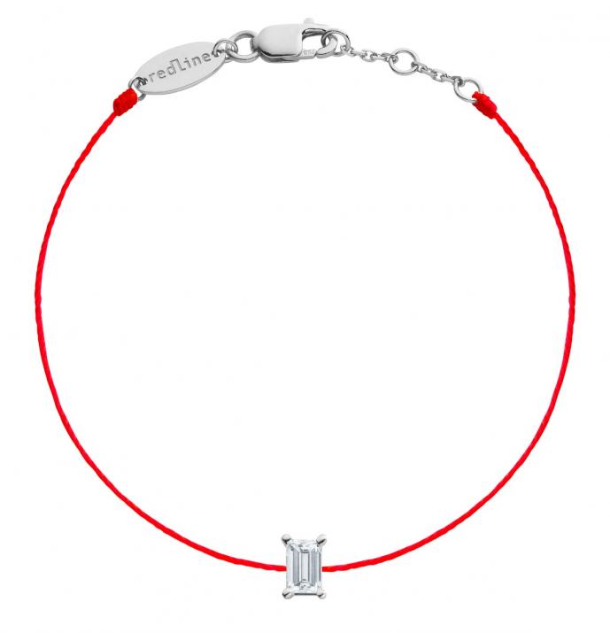 Bracelet fil avec diamant baguette 0.10 carat en serti griffe or blanc - Redline - 0++