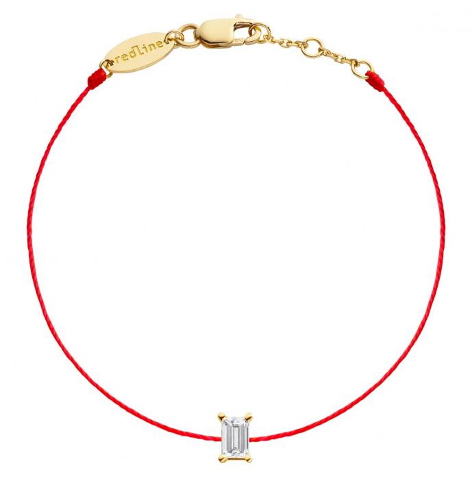 Bracelet fil avec diamant baguette 0.10 carat en serti griffe or jaune - Redline - 0++
