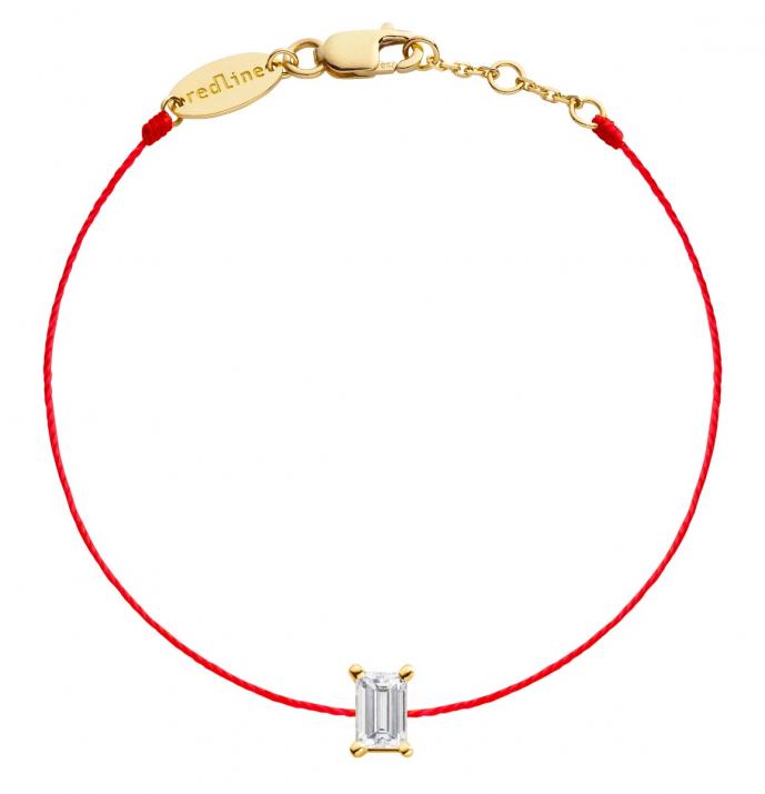 Bracelet fil avec diamant baguette 0.20 carat en serti griffe or jaune - Redline - 0++