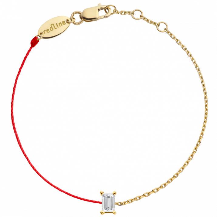 Bracelet fil et chaîne avec diamant baguette 0.10 carat en serti griffe or jaune - Redline - 0++