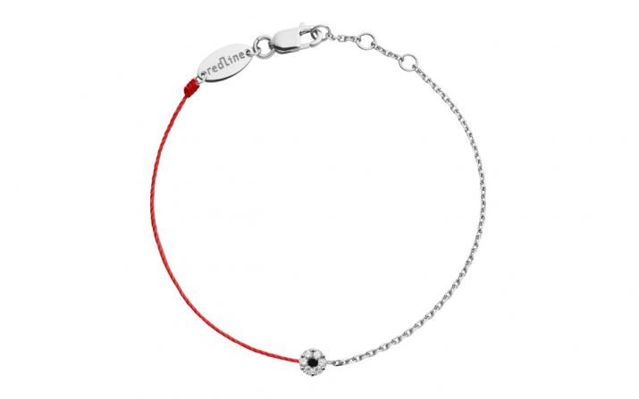 Bracelet fil et chaîne avec diamants blancs et diamant noir or blanc - Redline