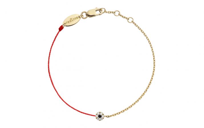 Bracelet fil et chaîne avec diamants blancs et diamant noir or jaune - Redline