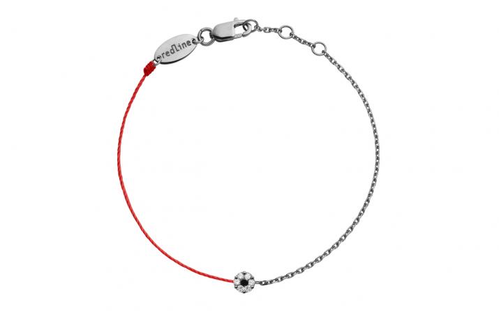 Bracelet fil et chaîne avec diamants blancs et diamant noir or noir - Redline