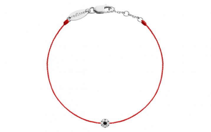 Bracelet fil avec des diamants blancs et diamant noir en serti invisible or blanc - Redline - 0++