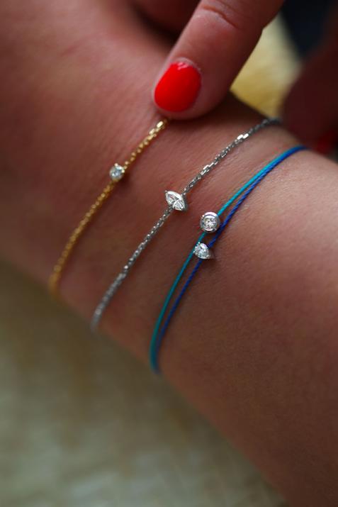 Bracelet chaîne avec diamant marquise 0.10 carat en serti griffe or blanc - Redline - 0++