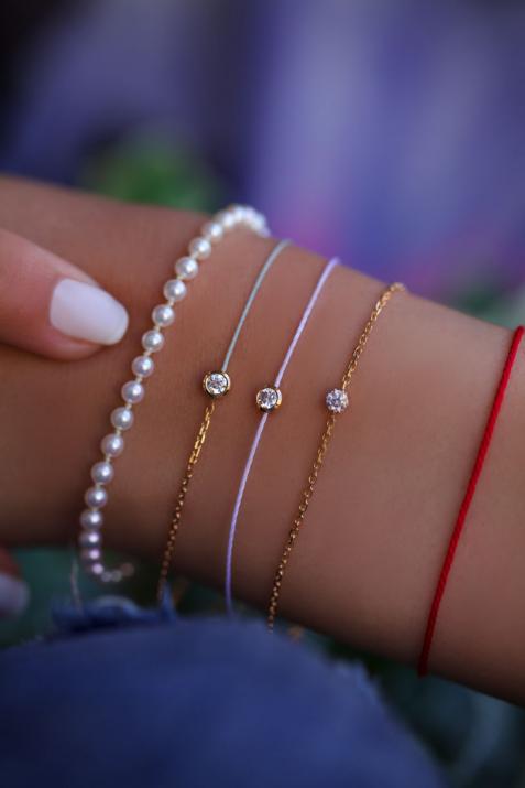 Bracelet en perles sur fil fermoir or blanc - Redline - 0++