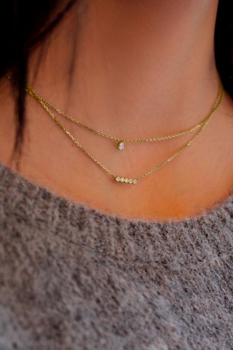 Collier chaîne avec diamants 0.07 carat serti griffe or jaune - Redline - 0++