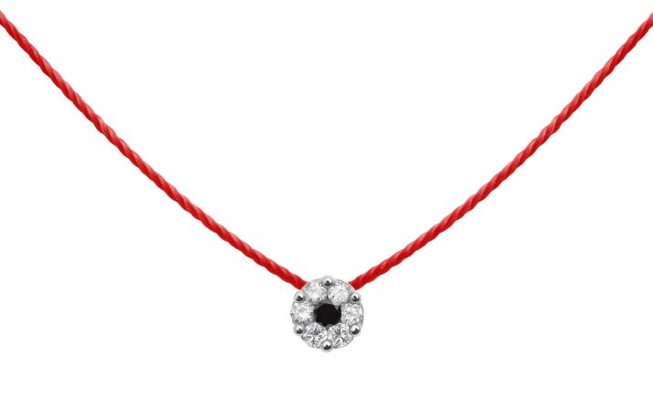Collier fil avec des diamants blancs et un diamant noir en serti invisible or blanc - Redline - 0++