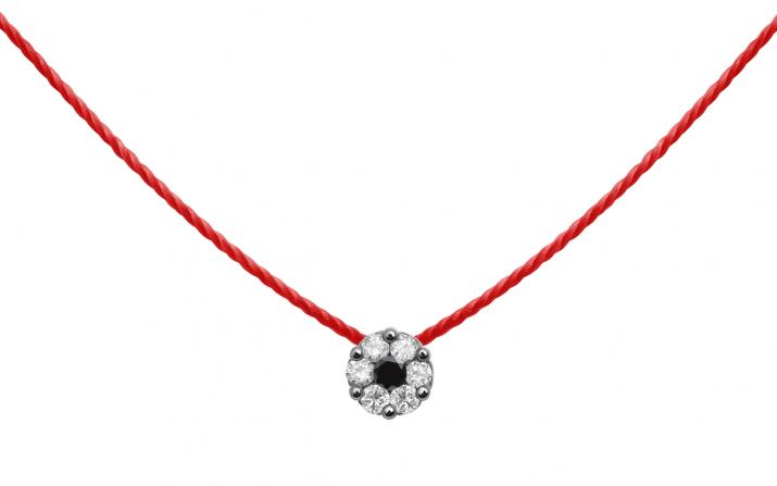 Collier fil avec des diamants blancs et un diamant noir en serti invisible or noir - Redline - 0++