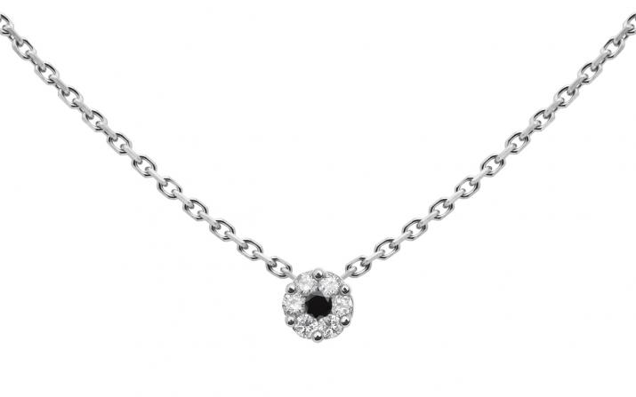 Collier chaîne avec diamants blancs et diamant noir or blanc - Redline