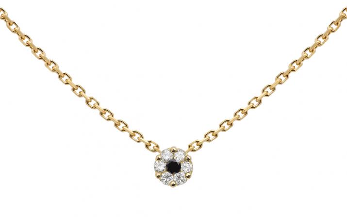 Collier chaîne avec diamants blancs et diamant noir or jaune - Redline