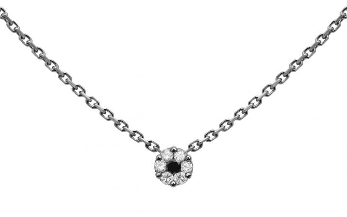 Collier chaîne avec diamants blancs et diamant noir or noir - Redline
