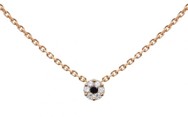 Collier chaîne avec diamants blancs et diamant noir or rose - Redline