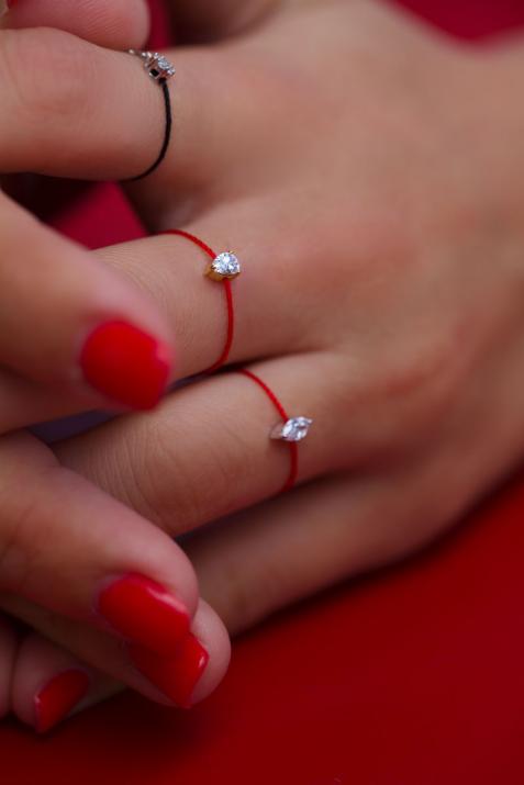 Bague fil avec diamant poire 0.10 carat en serti griffe or rose - Redline - 0++