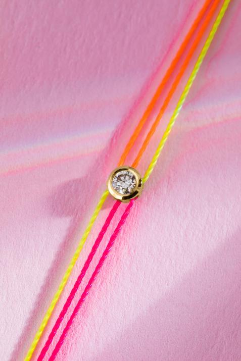 Bracelet multifil avec diamant 0.10 carat en serti clos or jaune - Redline - 0++