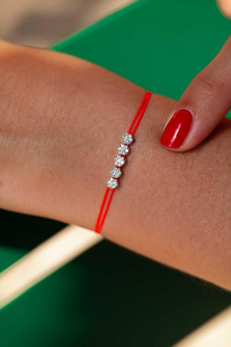 Bracelet 2 fils avec diamant 0.25 ct en serti invisible or blanc - Redline - 0++