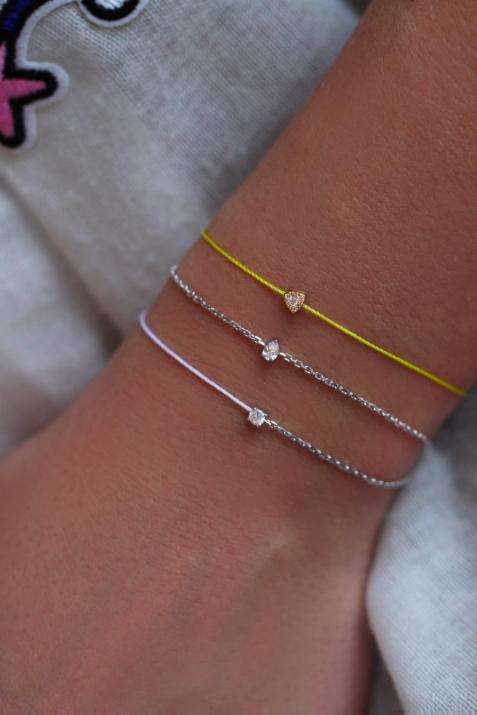 Bracelet Fil Femme avec 0.05ct Diamant Rond en Or Rose Serti Griffe - Redline - 0++