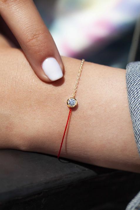 Bracelet fil et chaîne avec diamant 0.20 carat serti clos or jaune - Redline - 0++