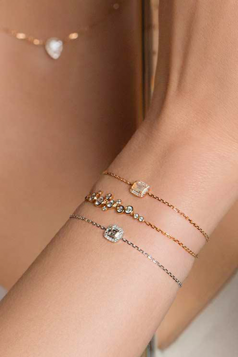 Bracelet chaîne avec diamants 0.62 carat en serti clos or rose - Redline - 0++