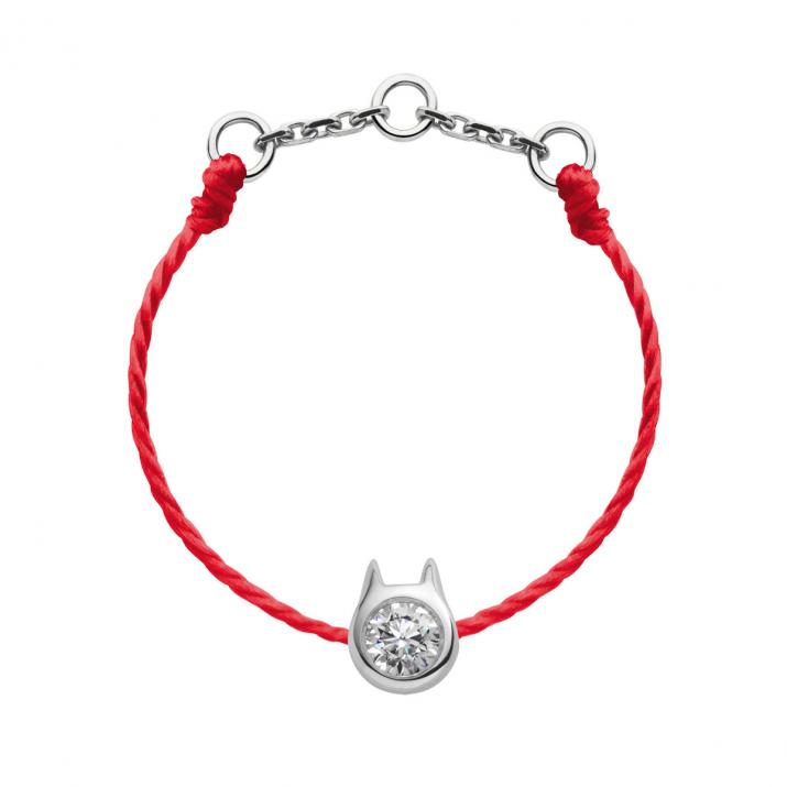 Bague Chat sur fil avec diamant 0.05ct or blanc - Redline - 0++