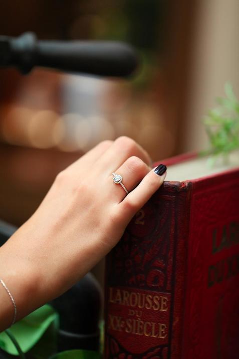 Bague jonc avec diamant en serti griffe or blanc - Redline - 0++