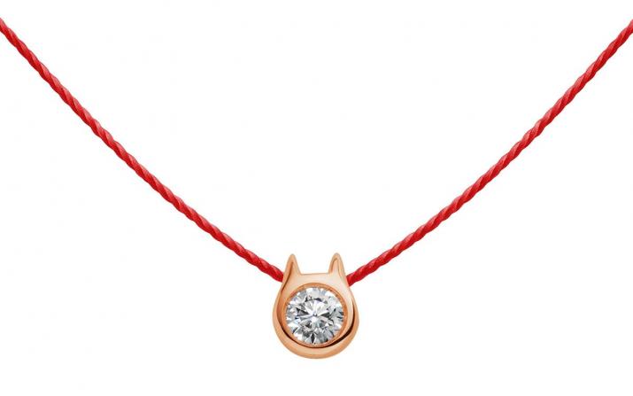 Collier Chat sur fil avec diamant 0.05ct or rose - Redline